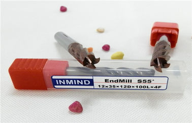 สี่ขลุ่ย End Mill ตัดคาร์ไบด์ที่เป็นของแข็งคอยาว End Mills มาตรฐานประเภท HRC55