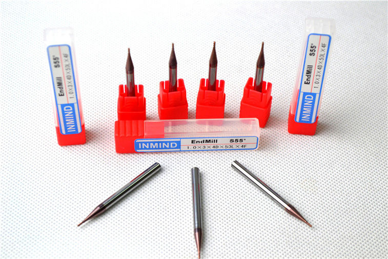 สองขลุ่ย HRC60 ไมโคร End Mills ไมโครขนาด HRC55 ตัด 0.3mm 0.9mm ไป
